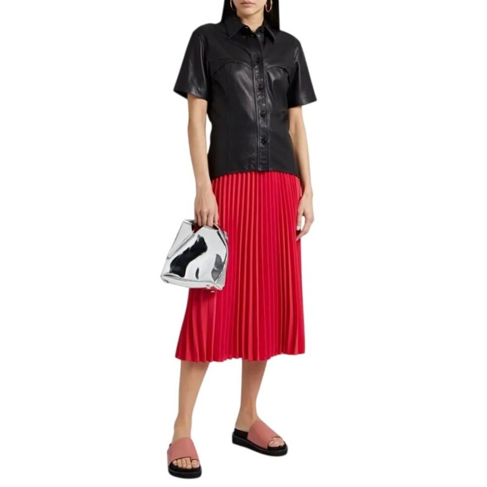 Red Valentino pleated crepe midi skirt - red